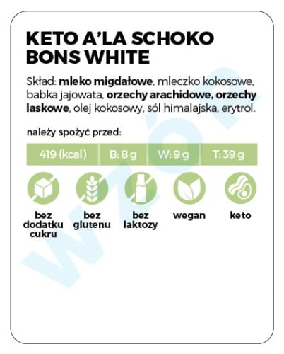 Etykieta na słoik - Deser keto a'la schoko bons white