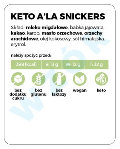 Etykieta na słoik - Deser keto a'la snickers