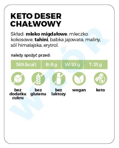 Etykieta na słoik - Keto deser chałwowy