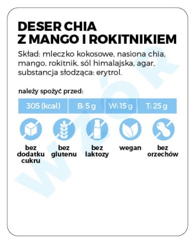 Etykieta na słoik - Deser chia z mango i rokitnikiem