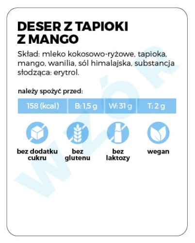 Etykieta na słoik - Deser z tapioki z mango
