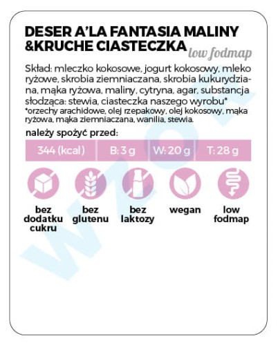 Etykieta na słoik - Deser a'la Fantasia maliny i kruche ciasteczka